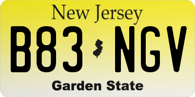 NJ license plate B83NGV