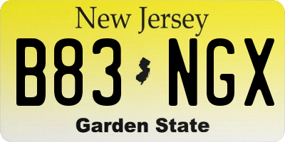 NJ license plate B83NGX