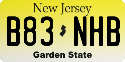NJ license plate B83NHB