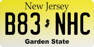 NJ license plate B83NHC