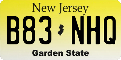 NJ license plate B83NHQ