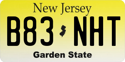 NJ license plate B83NHT