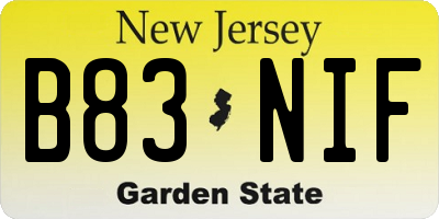 NJ license plate B83NIF