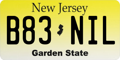 NJ license plate B83NIL