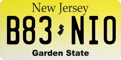 NJ license plate B83NIO