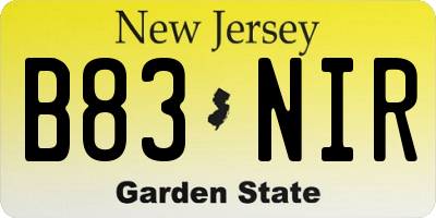 NJ license plate B83NIR