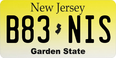NJ license plate B83NIS