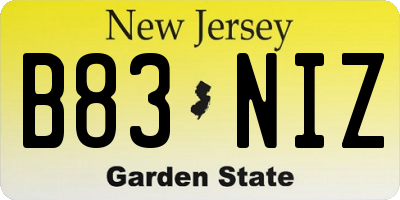 NJ license plate B83NIZ