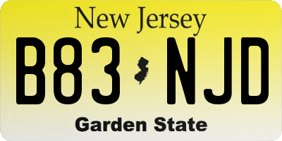 NJ license plate B83NJD