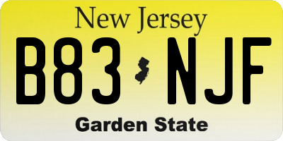 NJ license plate B83NJF