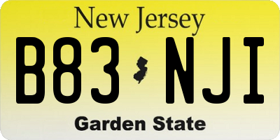 NJ license plate B83NJI