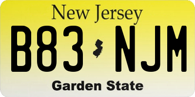 NJ license plate B83NJM