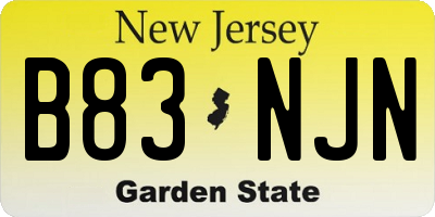 NJ license plate B83NJN