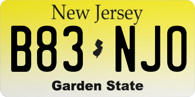 NJ license plate B83NJO