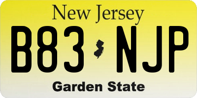 NJ license plate B83NJP