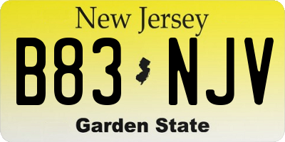 NJ license plate B83NJV