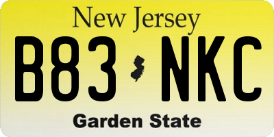 NJ license plate B83NKC