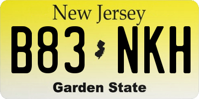 NJ license plate B83NKH