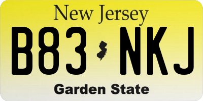 NJ license plate B83NKJ
