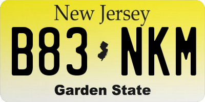 NJ license plate B83NKM