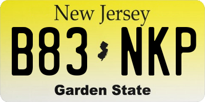 NJ license plate B83NKP