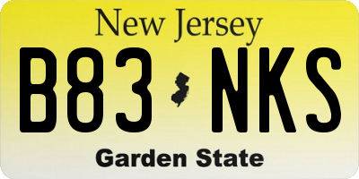 NJ license plate B83NKS