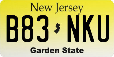 NJ license plate B83NKU