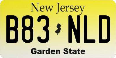 NJ license plate B83NLD