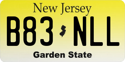 NJ license plate B83NLL