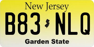 NJ license plate B83NLQ