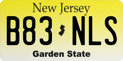 NJ license plate B83NLS