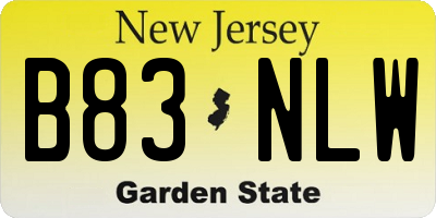 NJ license plate B83NLW