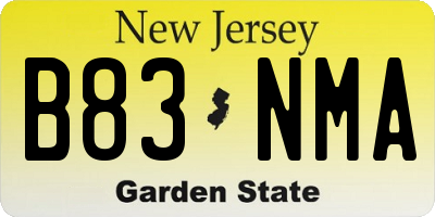 NJ license plate B83NMA