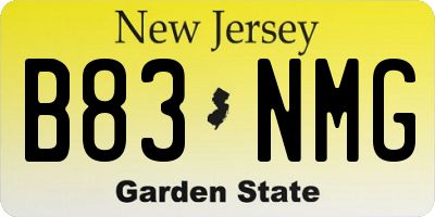 NJ license plate B83NMG