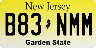 NJ license plate B83NMM