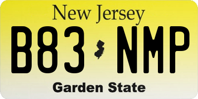NJ license plate B83NMP