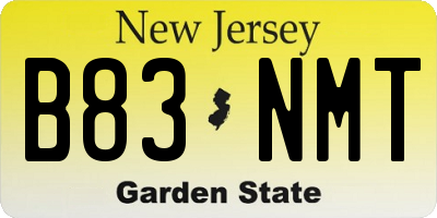 NJ license plate B83NMT