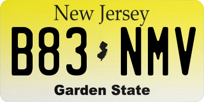 NJ license plate B83NMV