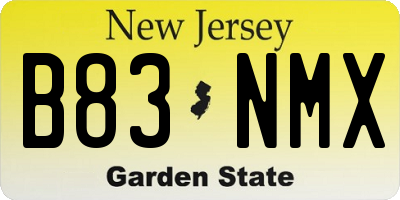 NJ license plate B83NMX