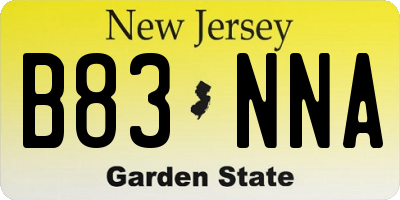 NJ license plate B83NNA