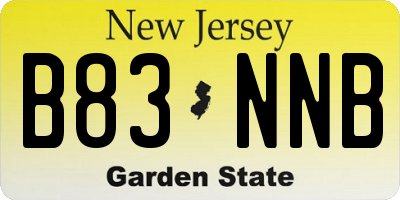 NJ license plate B83NNB