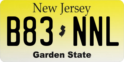 NJ license plate B83NNL