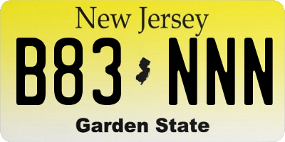 NJ license plate B83NNN