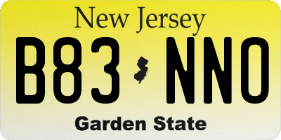 NJ license plate B83NNO