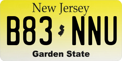 NJ license plate B83NNU
