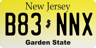 NJ license plate B83NNX