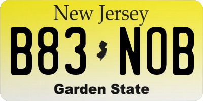 NJ license plate B83NOB