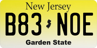 NJ license plate B83NOE