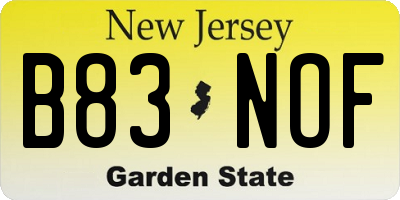 NJ license plate B83NOF