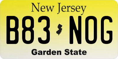NJ license plate B83NOG